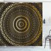 Ambesonne Mandala Shower Curtain, Ornamental Motif of Universe in Balance Oriental Flora Design, Cloth Fabric Bathroom Decor Set with Hooks, 69" W x 75" L, Yellow Brown view 1