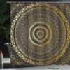 Ambesonne Mandala Shower Curtain, Ornamental Motif of Universe in Balance Oriental Flora Design, Cloth Fabric Bathroom Decor Set with Hooks, 69" W x 75" L, Yellow Brown view 3