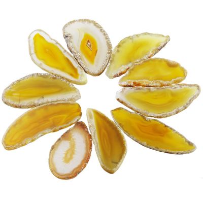 rockcloud 10 Pcs Agate Light Table Slices, Healing Crystals Geode Stones,Irregular Home Decoration Jewelry Making,Yellow