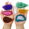 rockcloud 10 Pcs Agate Light Table Slices, Healing Crystals Geode Stones,Irregular Home Decoration Jewelry Making,Yellow view 3