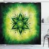 Ambesonne Lotus Shower Curtain, Psychedelic Floral Mandala Digital Image, Cloth Fabric Bathroom Decor Set with Hooks, 69" W x 70" L, Emerald Lime Green view 1