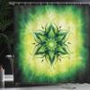 Ambesonne Lotus Shower Curtain, Psychedelic Floral Mandala Digital Image, Cloth Fabric Bathroom Decor Set with Hooks, 69" W x 70" L, Emerald Lime Green view 3