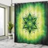 Ambesonne Lotus Shower Curtain, Psychedelic Floral Mandala Digital Image, Cloth Fabric Bathroom Decor Set with Hooks, 69" W x 70" L, Emerald Lime Green view 4