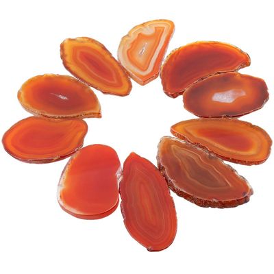 rockcloud 10 Pcs Agate Light Table Slices, Healing Crystals Geode Stones,Irregular Home Decoration Jewelry Making,Red
