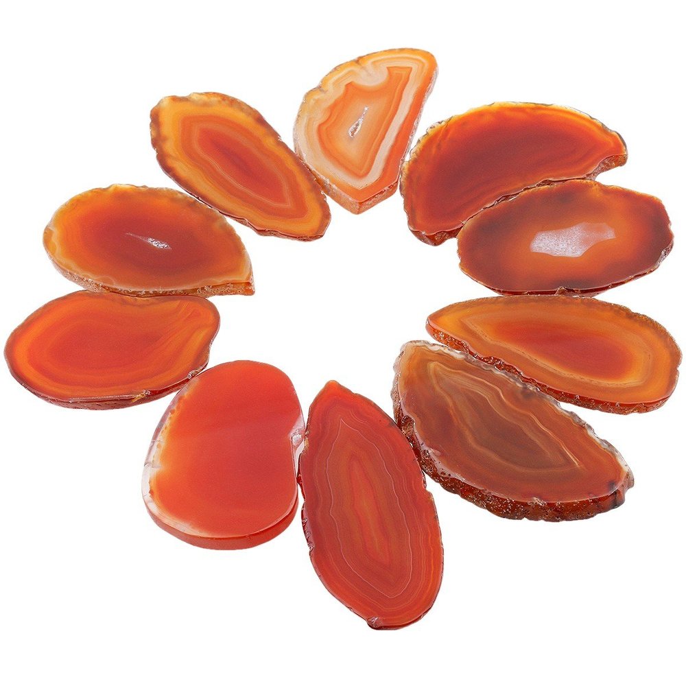rockcloud 10 Pcs Agate Light Table Slices, Healing Crystals Geode Stones,Irregular Home Decoration Jewelry Making,Red