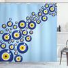 Ambesonne Evil Eye Shower Curtain, Diagonal Evil Eye Pattern Lively Protection Turkish Cultural, Cloth Fabric Bathroom Decor Set with Hooks, 69" W x 70" L, Blue Pale Blue Yellow view 1