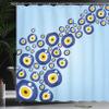 Ambesonne Evil Eye Shower Curtain, Diagonal Evil Eye Pattern Lively Protection Turkish Cultural, Cloth Fabric Bathroom Decor Set with Hooks, 69" W x 70" L, Blue Pale Blue Yellow view 3
