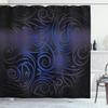 Ambesonne Dark Blue Shower Curtain, Antique Victorian Swirled Natural Floral Art Pattern Vignette Effect, Cloth Fabric Bathroom Decor Set with Hooks, 69" W x 75" L, Slate Blue view 1