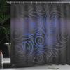 Ambesonne Dark Blue Shower Curtain, Antique Victorian Swirled Natural Floral Art Pattern Vignette Effect, Cloth Fabric Bathroom Decor Set with Hooks, 69" W x 75" L, Slate Blue view 3