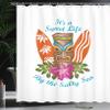 Ambesonne Tiki Bar Shower Curtain, Life by The Salty Sea Typography and Hibiscus Flower Art Print, Cloth Fabric Bathroom Decor Set with Hooks, 69" W x 70" L, Orange Umber Blue view 3
