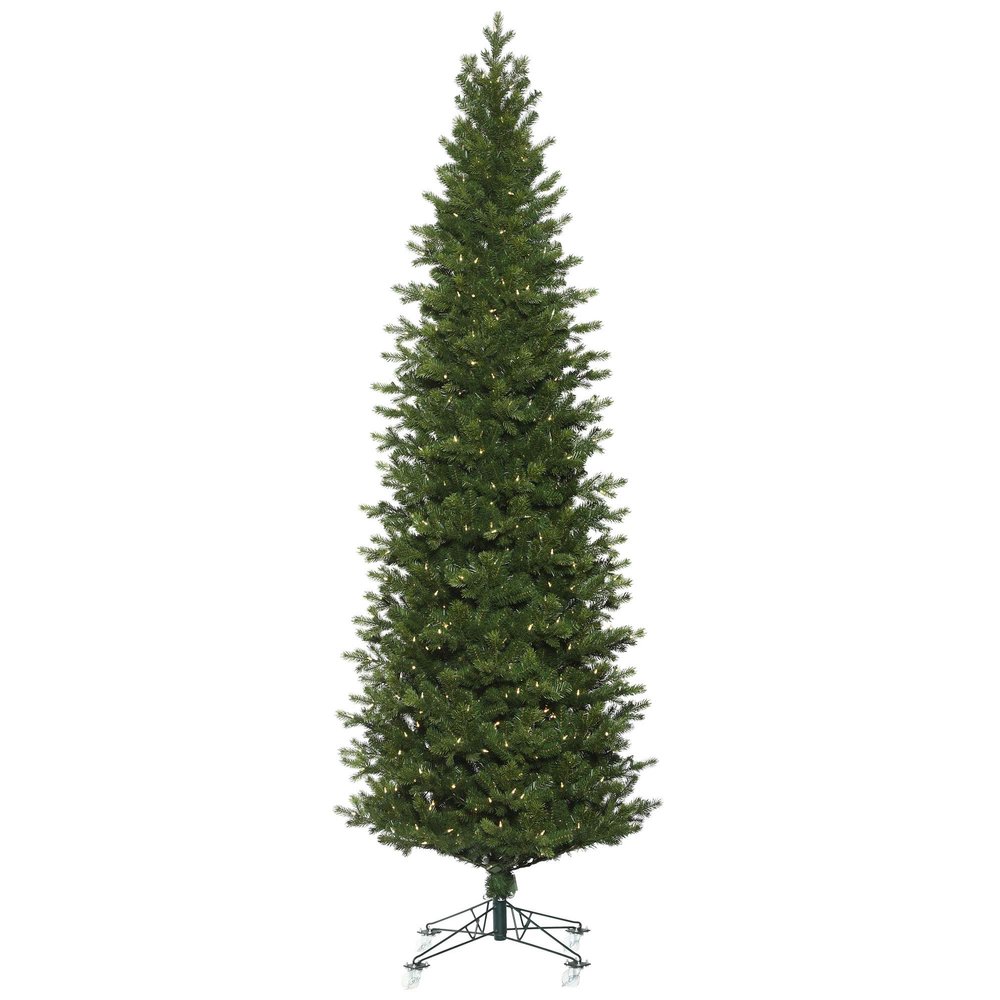 Vickerman 10' Eagle Frasier Fir Slim Artificial Christmas Tree, Warm White Dura-lit LED Lights, Seasonal Indoor Home Decor