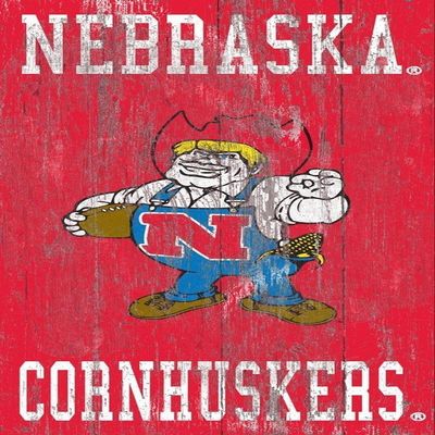 Fan Creations C0786-Nebraska University of Nebraska Heritage Distressed Logowith Team Name 6x12 University of Nebraska Heritage Logo W/, Multi