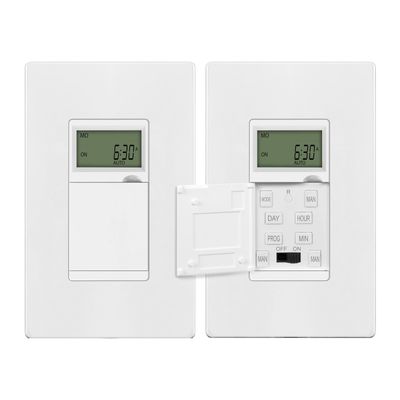 ENERLITES Programmable Digital Timer Switch for Lights, Fans, Motors, 7-Day 18 ON/OFF Timer Settings, Single Pole, Neutral Wire Required, UL Listed, HET01-C, White, 2 Pack