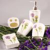 USTARAIL Ceramic Bathroom 5 Pieces Set Supplies Dandelion Bathroom Accessories Set Stylish Bath Accessories Beautiful Home Gifts view 3