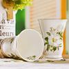USTARAIL Ceramic Bathroom 5 Pieces Set Supplies White Camellia Bathroom Accessories Set Stylish Bath Accessories Beautiful Home Gifts view 3