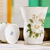 USTARAIL Ceramic Bathroom 5 Pieces Set Supplies White Camellia Bathroom Accessories Set Stylish Bath Accessories Beautiful Home Gifts view 4