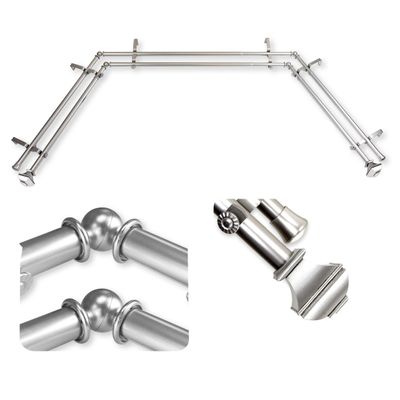 A&F Rod Decor - Phife 13/16" Double Bay Window Curtain Rod - Satin Nickel