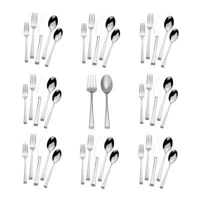 Mikasa Rockford Heavy-Weight Forged 18.0 Stainless Steel 42 Piece Cutlery Set, Service for 8