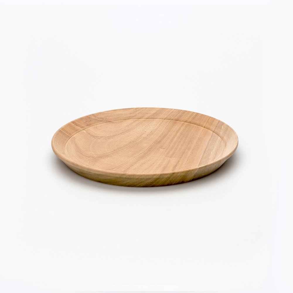 Azmaya Round Wooden Zelkova Tea Serving Tray