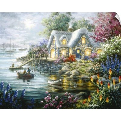 CANVAS ON DEMAND Cottage Cove Wall Decal, Artwork