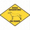 Warning! Dogo Argentino On Guard Sign - Caution Dogo Argentino Guard Sign (6" x 6") - Exterior Rust Free .040 Thick Aluminum Pet Dog Sign with Weatherproof and UV Protection - Warning Beware of Yard Sign - 6" x 6" view 1