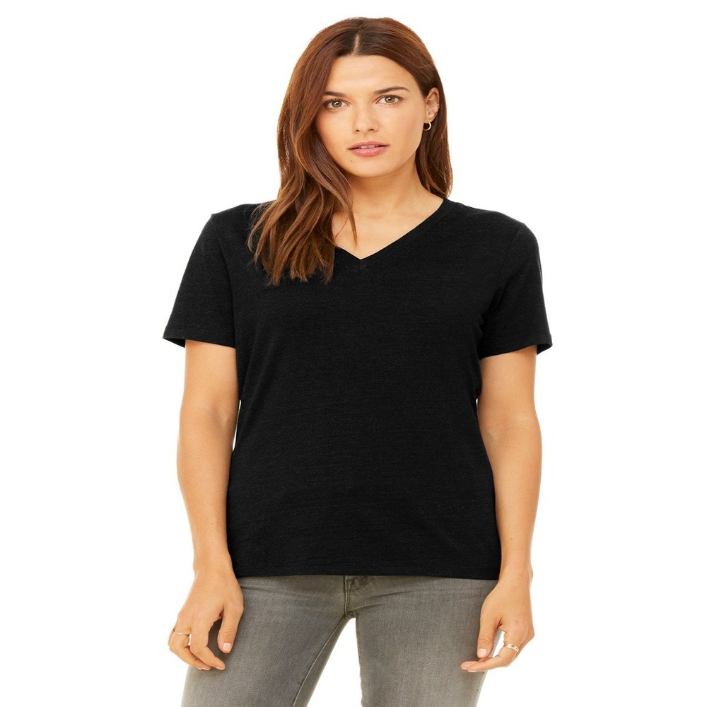 Bella Canvas Missys Relaxed Jersey Short-Sleeve V-Neck T-Shirt (6405) Black, M