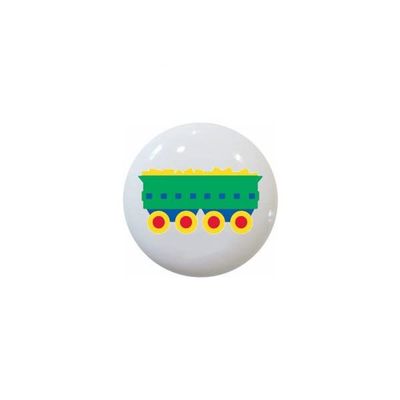 Kids Train Design #002 Green Car - Trains Locomotives - DECORATIVE Glossy CERAMIC Cupboard Cabinet PULLS Dresser Drawer KNOBS
