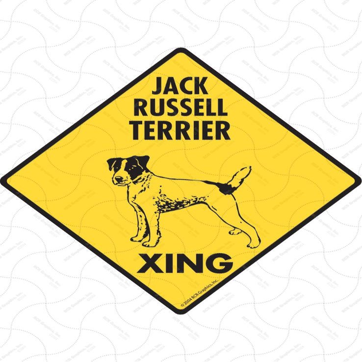 Warning! Jack Russell Terrier Xing Sign - Caution Jack Russell Terrier Crossing Sign (6" x 6") - Exterior Rust Free .040 Thick Aluminum Pet Dog Sign with Weatherproof and UV Protection - Warning Beware of Yard Sign - 6" x 6"