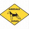 Warning! Airedale Terrier Xing Sign - Caution Airedale Terrier Crossing Sign (6" x 6") - Exterior Rust Free .040 Thick Aluminum Pet Dog Sign with Weatherproof and UV Protection - Warning Beware of Yard Sign - 6" x 6" view 1