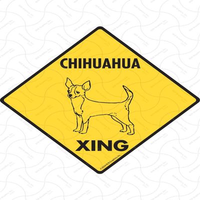 Warning! Chihuahua (Short Hair) Xing Sign - Caution Chihuahua (Short Hair) Crossing Sign (6" x 6") - Exterior Rust Free .040 Thick Aluminum Pet Dog Sign with Weatherproof and UV Protection - Warning Beware of Yard Sign - 6" x 6"