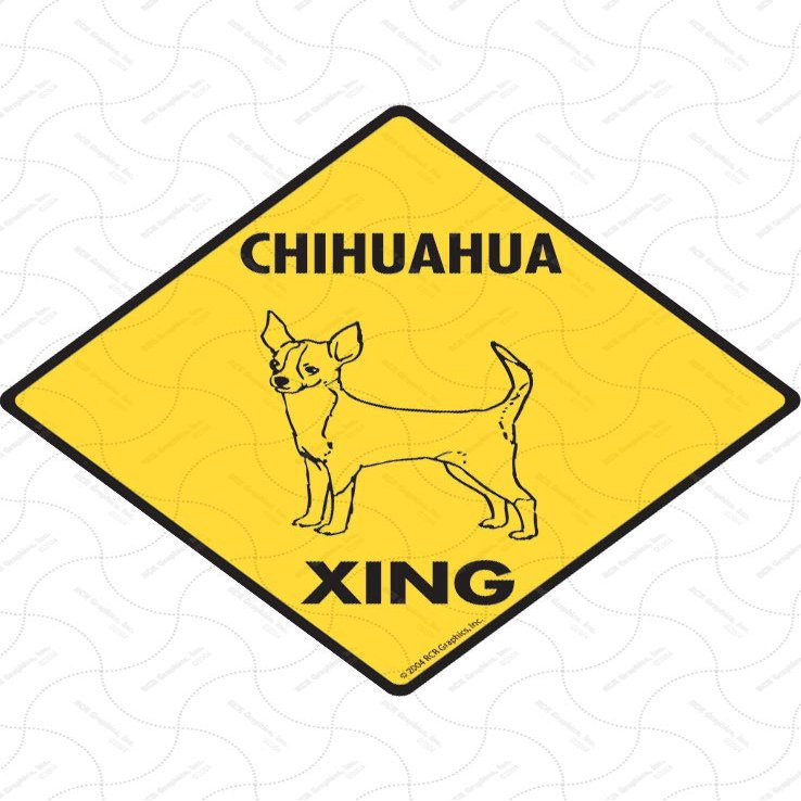 Warning! Chihuahua (Short Hair) Xing Sign - Caution Chihuahua (Short Hair) Crossing Sign (6" x 6") - Exterior Rust Free .040 Thick Aluminum Pet Dog Sign with Weatherproof and UV Protection - Warning Beware of Yard Sign - 6" x 6"