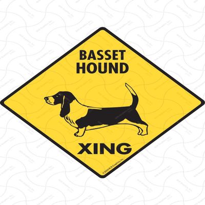 Warning! Basset Hound Xing Sign - Caution Basset Hound Crossing Sign (12 x 12) - Exterior Rust Free .040 Thick Aluminum Pet Dog Sign with Weatherproof and UV Protection - Beware Yard Sign - 12" x 12"