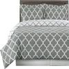 8 Pieces Meridian Grey with White California King Size Bed in a Bag Set Include: 3pc Duvet Cover Set + 4pc Sheet Set+ 1pc Down Alternative Comforter view 1