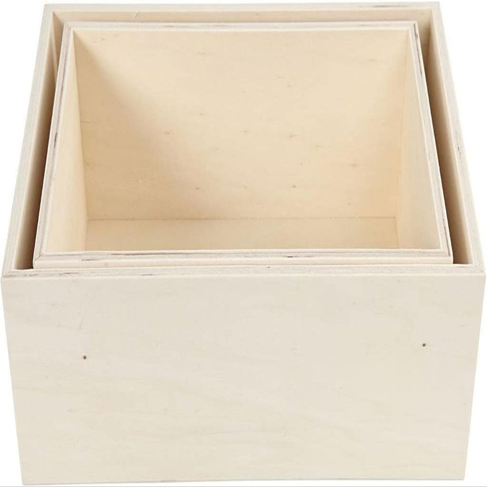 Creativ Storage Boxes, rectangle, H: 27+31 cm, W: 19,5+22,5 cm, plywood, 2pcs, depth 12,5 cm
