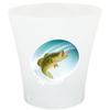 NEW! 3 Gallon Oval Shaped Wastebasket in a Clear Plastic Finish that Features Your Choice of a Novelty Theme Logo and a Free Trash Can Liner! (Bass Splash) view 1