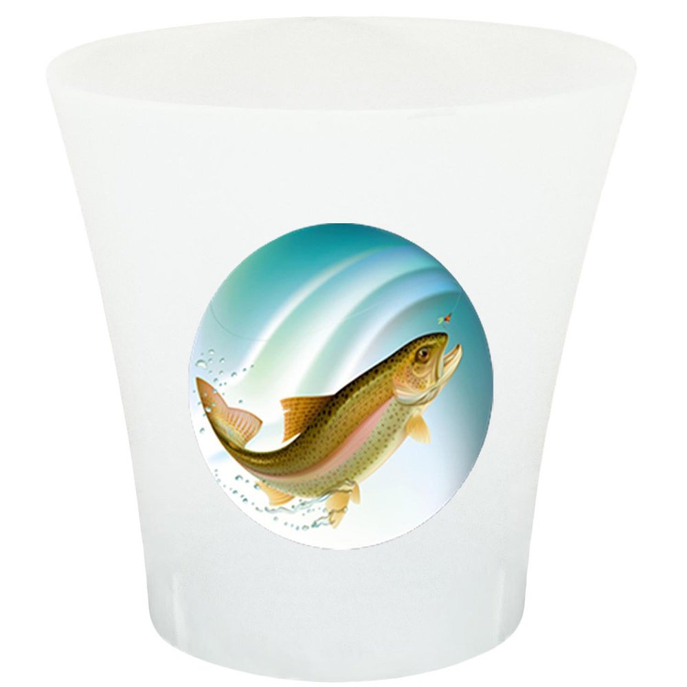 NEW! 3 Gallon Oval Shaped Wastebasket in a Clear Plastic Finish that Features Your Choice of a Novelty Theme Logo and a Free Trash Can Liner! (Trout)
