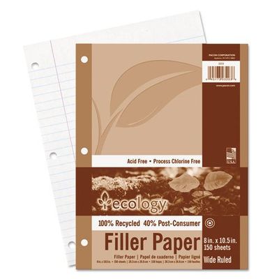Pacon 3203 8" X 10-1/2" Wide Ruled Ecology Filler Paper 150 Count