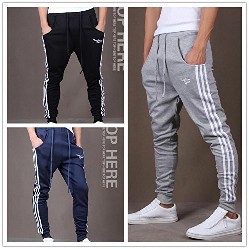 Wyhui Outdoor Casual Joggers Soccer Pants Football Training Mens Sweatpants Stripes Sweatpants Pantalones Blue XL