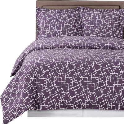 8PC Eva Purple King Size Bed in a Bag- Medium Weight Down Alternative Comforter (Duvet Insert) with Cotton Duvet Cover Set and Bed Sheets
