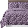 8PC Eva Purple King Size Bed in a Bag- Medium Weight Down Alternative Comforter (Duvet Insert) with Cotton Duvet Cover Set and Bed Sheets view 1