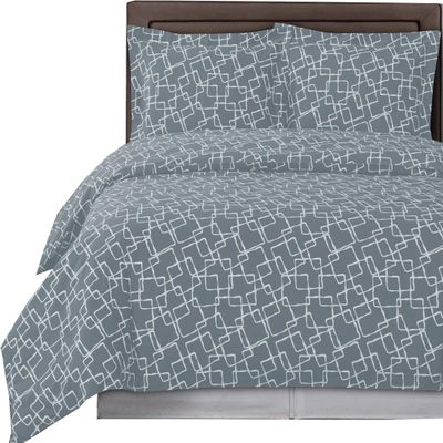 8PC Eva Grey Full Size Bed in a Bag- Medium Weight Down Alternative Comforter (Duvet Insert) with Cotton Duvet Cover Set and Bed Sheets