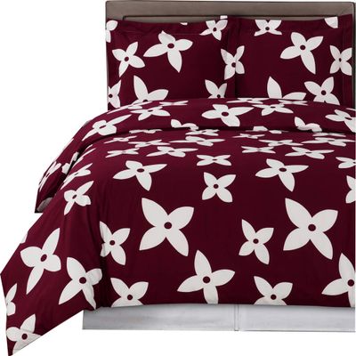 8PC Desiree Burgundy King Size Bed in a Bag- Medium Weight Down Alternative Comforter (Duvet Insert) with Cotton Duvet Cover Set and Bed Sheets