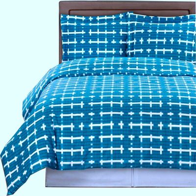 8PC Norwich Blue King Size Bed in a Bag- Medium Weight Down Alternative Comforter (Duvet Insert) with Cotton Duvet Cover Set and Bed Sheets