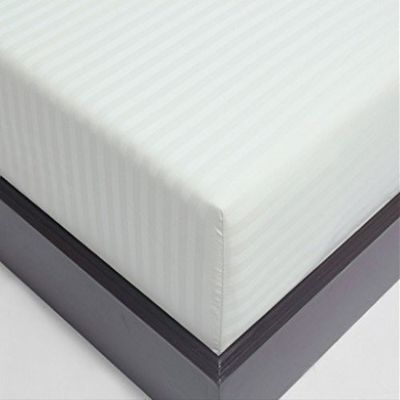 1000 Thread Count Solid Egyptian Quality 100% Cotton 1 PC Fitted Sheet(Bottom Sheet Only) Extra Long Fit Upto 15" inches Deep Pocket (Twin, White Stripe).