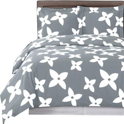 8PC Desiree Grey King Size Bed in a Bag- Medium Weight Down Alternative Comforter (Duvet Insert) with Cotton Duvet Cover Set and Bed Sheets