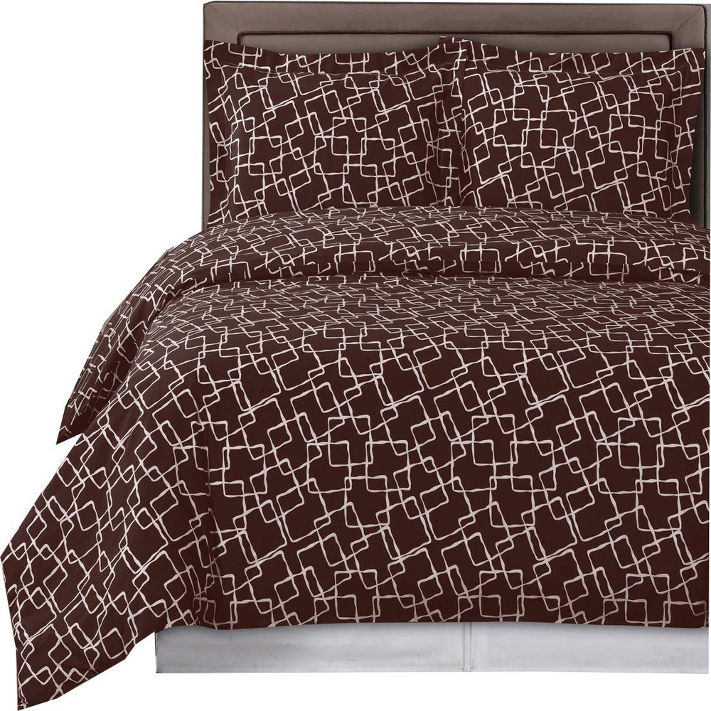 8PC Eva Chocolate Full Size Bed in a Bag- Medium Weight Down Alternative Comforter (Duvet Insert) with Cotton Duvet Cover Set and Bed Sheets