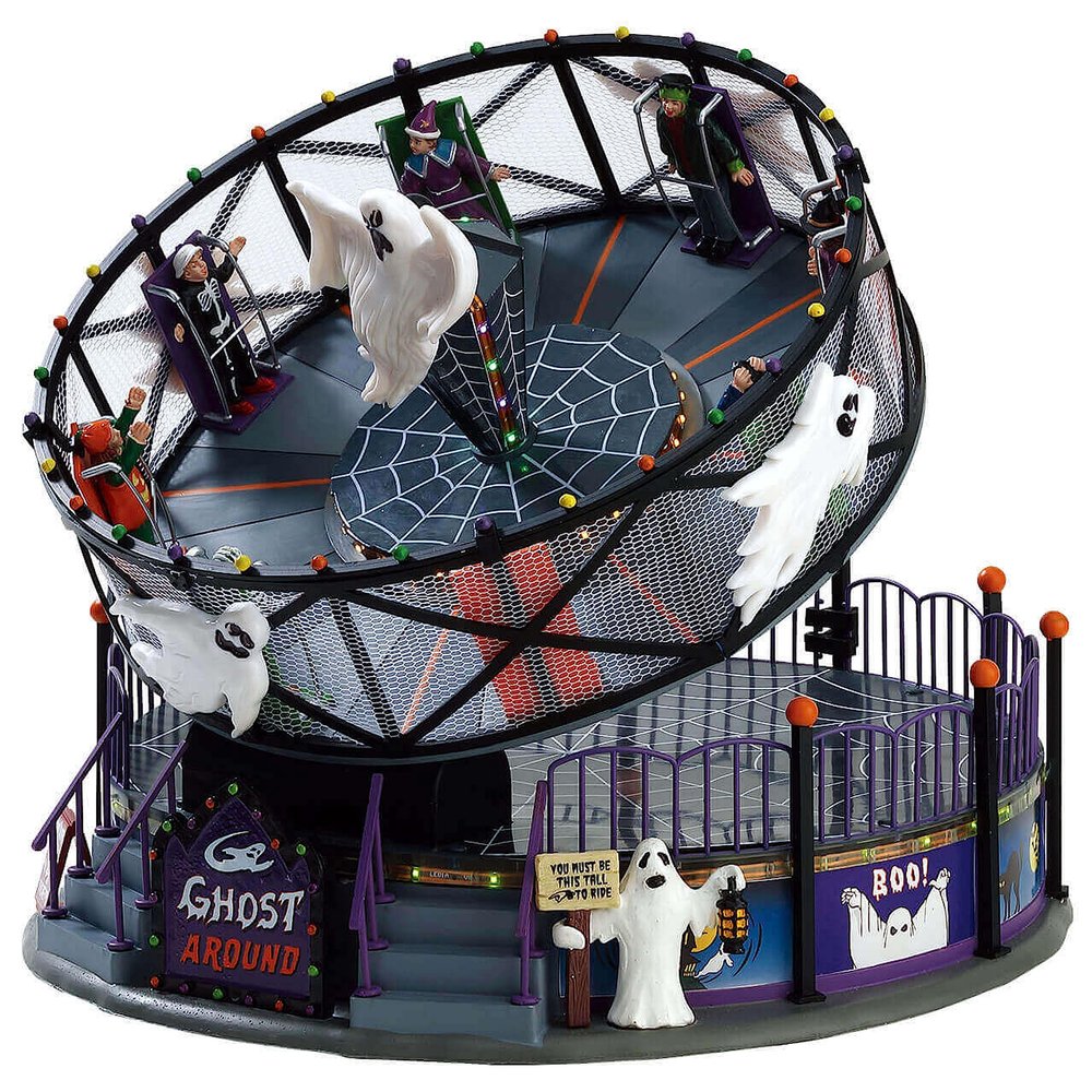 Lemax 2017 Halloween Ghost Around Porcelain Spinning Rising Spooky Carnival Ride