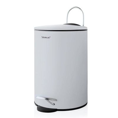 Blomus Tubo Pedal bin Made of Powder-Coated Steel, Moon Grey, 3 L Capacity, Smart Close System, Removable Bucket, Exclusive Bathroom Accessory (H x W x D): 24.5 x 17 x 17 cm, Moon Grey, 68993