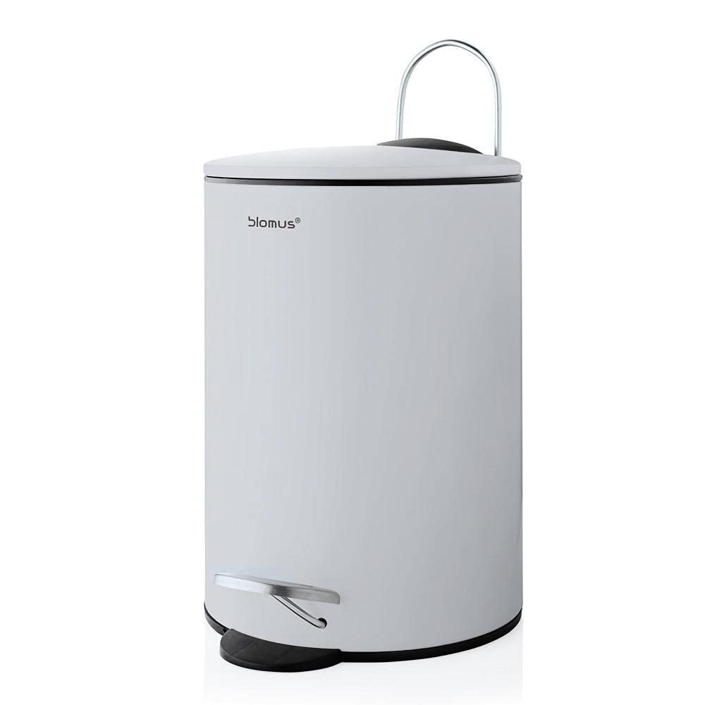 Blomus Tubo Pedal bin Made of Powder-Coated Steel, Moon Grey, 3 L Capacity, Smart Close System, Removable Bucket, Exclusive Bathroom Accessory (H x W x D): 24.5 x 17 x 17 cm, Moon Grey, 68993