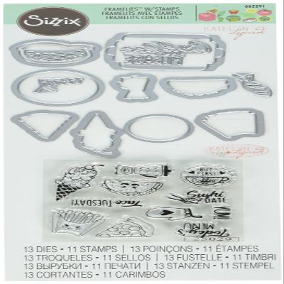 Sizzix Framelits Die Set 13-Pack with Stamps, Foodie Planner by Katelyn Lizardi